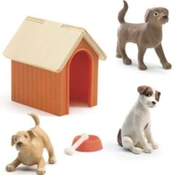 Djeco 3 Figurines Chiens + Niche