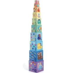 Djeco Cubes à Empiler Arc En Ciel (10 Cubes)