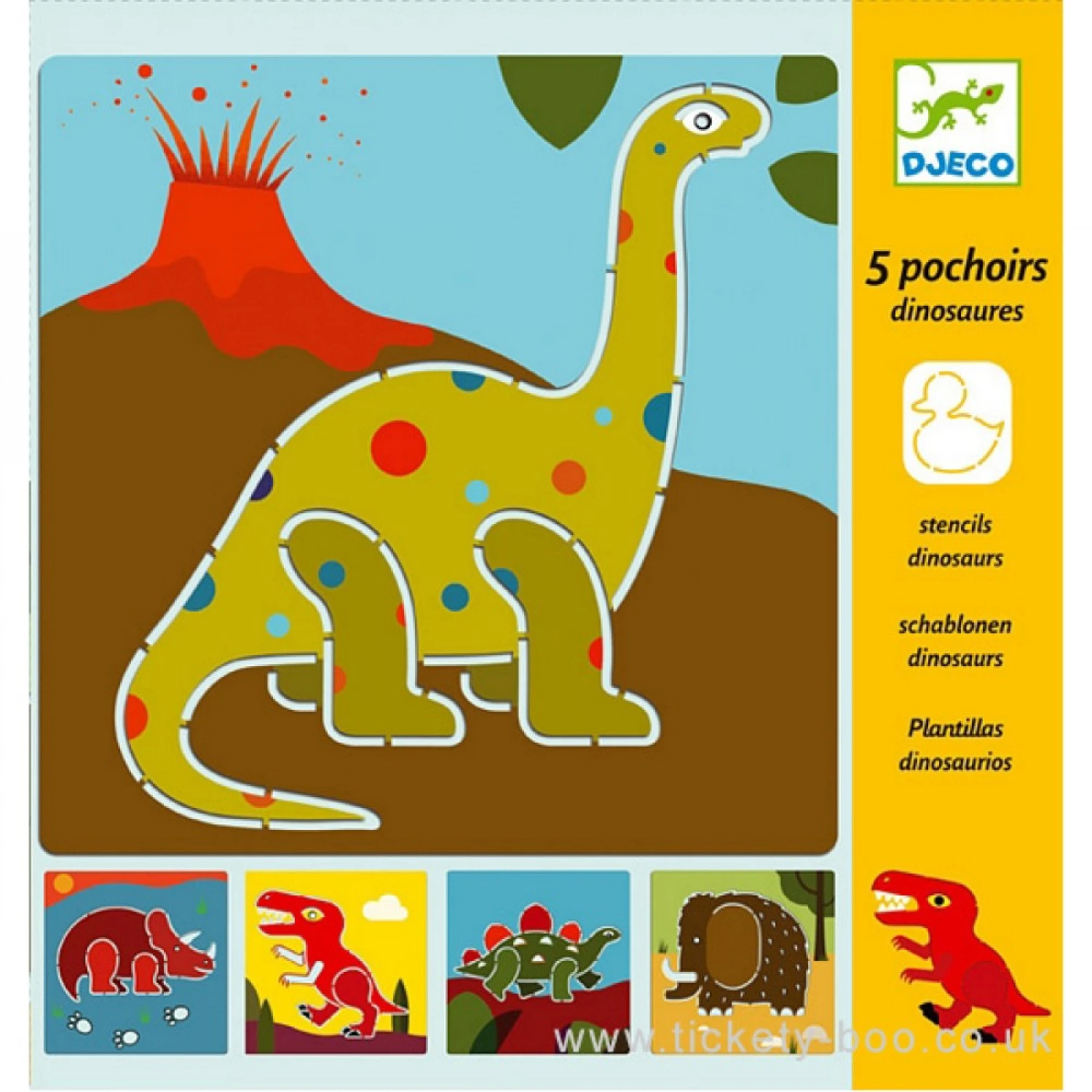 Djeco Lot De 5 Pochoirs Dinosaures