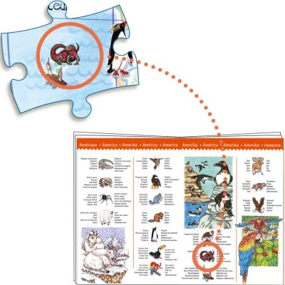 Djeco Puzzle D'observation Avec Livret Les Animaux Du Monde (100 Pièces) – Image 2