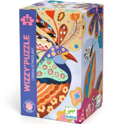 Djeco Puzzle Pailleté Wizzy L'oiseau étincelant (50 Pièces)